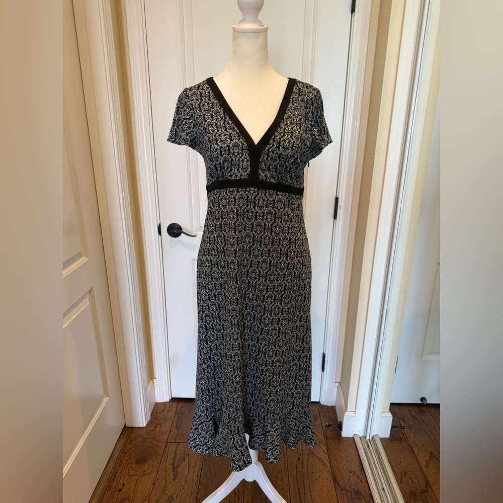LOFT Black and White V-Neck Maxi Dress